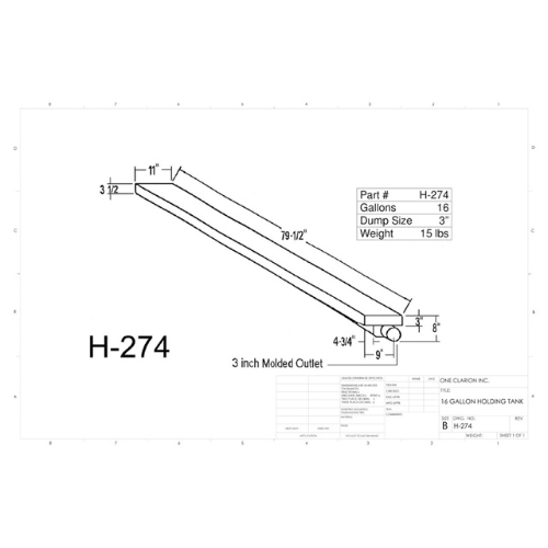 16 Gallon Custom Roto-Mold RV Holding Tank (MPN: H-274 )