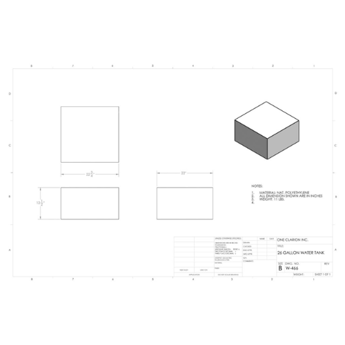 26 Gallon Custom Roto-Mold Marine Water Tank (MPN: MW-466)