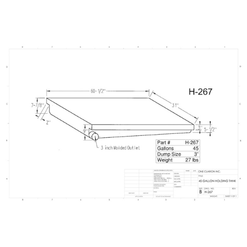 45 Gallon Custom Roto-Mold RV Holding Tank (MPN: H-267 [OR] )