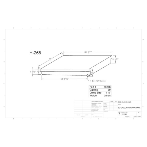 60 Gallon Custom Roto-Mold RV Holding Tank (MPN: H-268 )