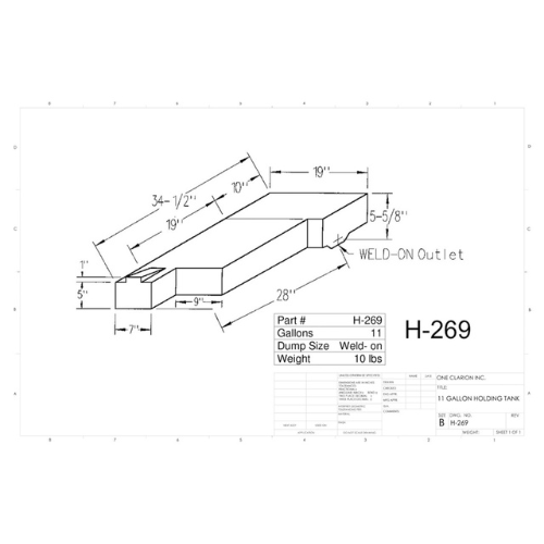 11 Gallon Custom Roto-Mold RV Holding Tank (MPN: H-269 )
