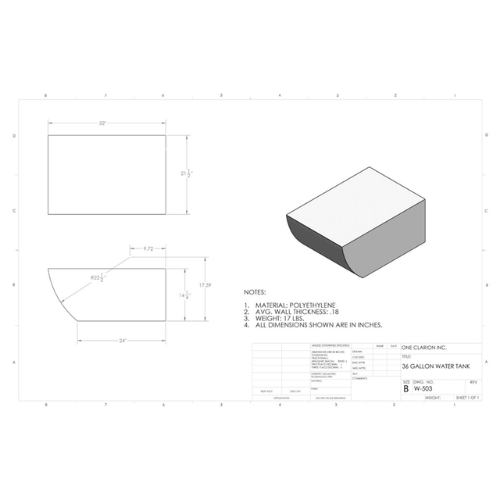 36 Gallon Custom Roto-Mold Marine Water Tank (MPN: MW-503)