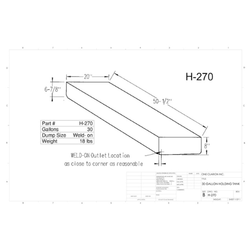 30 Gallon Custom Roto-Mold RV Holding Tank (MPN: H-270 )