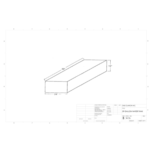 59 Gallon Custom Roto-Mold Marine Water Tank (MPN: MW-76)