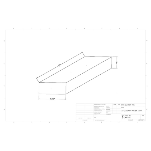 33 Gallon Custom Roto-Mold RV Water Tank (MPN: W-332)