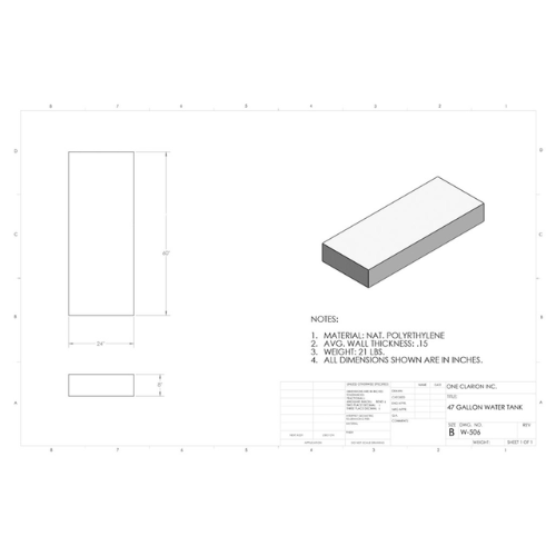 49 Gallon Custom Roto-Mold Marine Water Tank (MPN: MW-506)