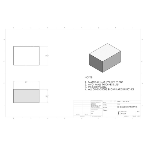22 Gallon Custom Roto-Mold Marine Water Tank (MPN: MW-509)