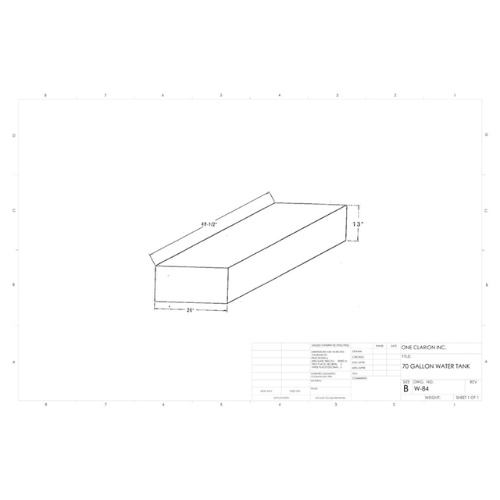 70 Gallon Custom Roto-Mold Marine Water Tank (MPN: MW-84)