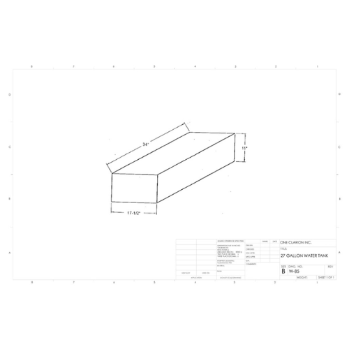 27 Gallon Custom Roto-Mold Marine Water Tank (MPN: MW-85)