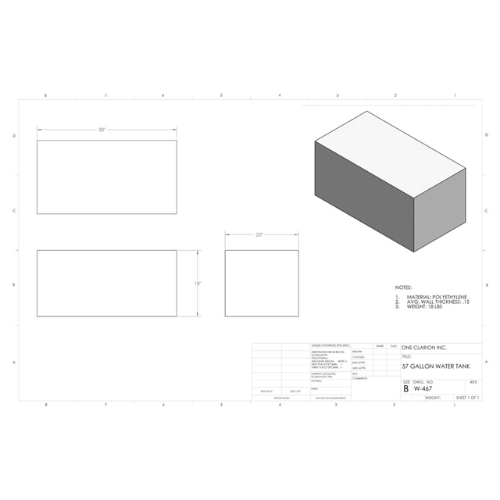 57 Gallon Custom Roto-Mold Marine Water Tank (MPN: MW-467)