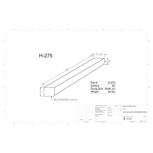 62 Gallon Custom Roto-Mold RV Holding Tank (MPN: H-275 [OR] )