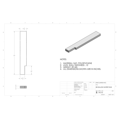 28 Gallon Custom Roto-Mold Marine Water Tank (MPN: MW-513)