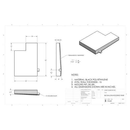 46 Gallon Custom Roto-Mold RV Holding Tank (MPN: H-641) – Tank Supply ...