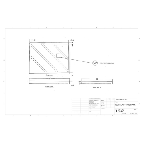 120 Gallon Custom Roto-Mold Marine Water Tank (MPN: MW-437)