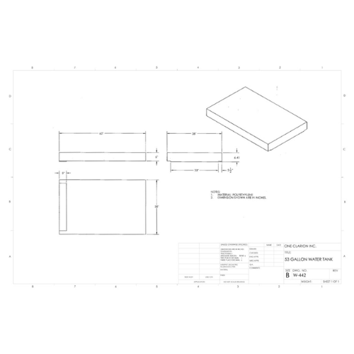 53 Gallon Custom Roto-Mold Marine Water Tank (MPN: MW-442)
