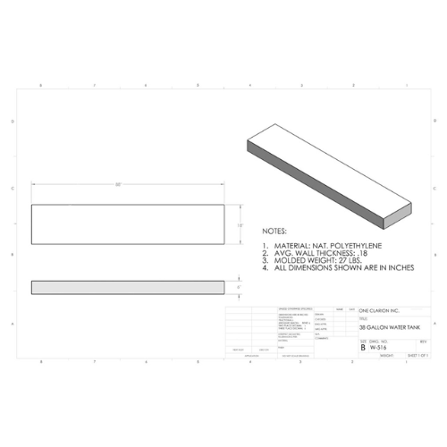 38 Gallon Custom Roto-Mold Marine Water Tank (MPN: MW-516)