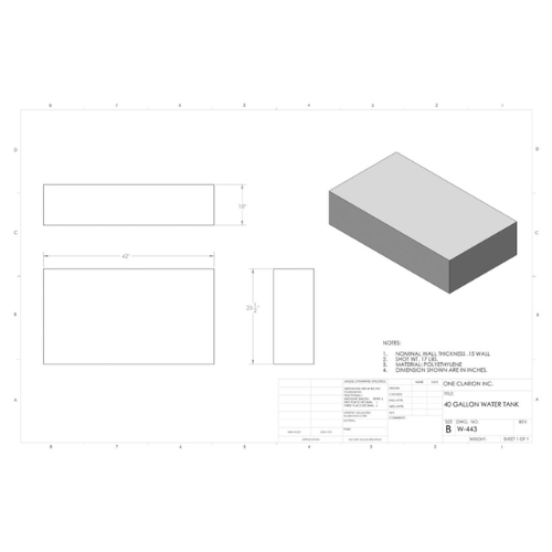 40 Gallon Custom Roto-Mold Marine Water Tank (MPN: MW-443)