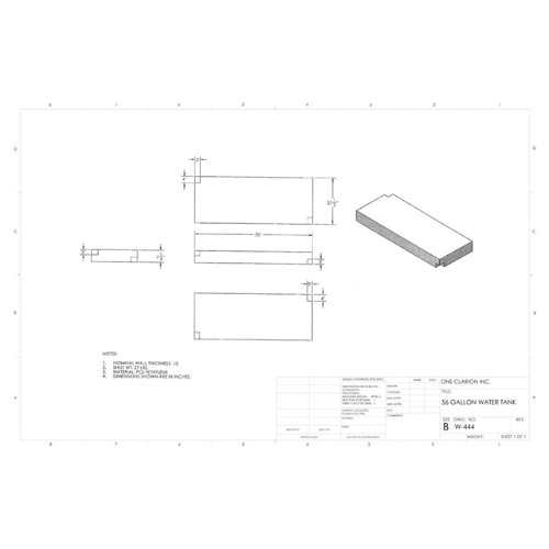 56 Gallon Custom Roto-Mold Marine Water Tank (MPN: MW-444)