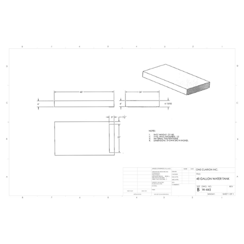 48 Gallon Custom Roto-Mold Marine Water Tank (MPN: MW-445)