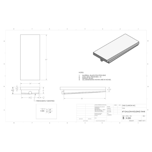 47 Gallon Custom Roto-Mold RV Holding Tank (MPN: H-585)