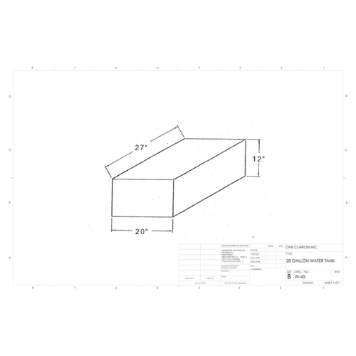 28 Gallon Custom Roto-Mold Marine Water Tank (MPN: MW-45)