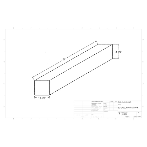 50 Gallon Custom Roto-Mold RV Water Tank (MPN: W-271)