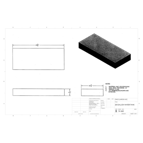28 Gallon Custom Roto-Mold Marine Water Tank (MPN: MW-468)