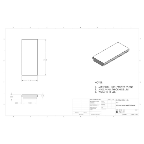 25 Gallon Custom Roto-Mold RV Water Tank (MPN: W-510)