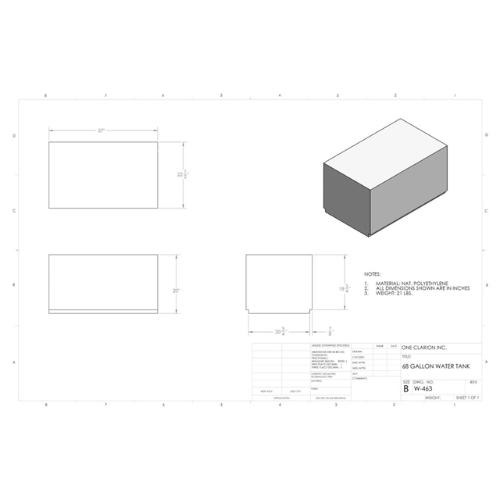68 Gallon Custom Roto-Mold Marine Water Tank (MPN: MW-463)