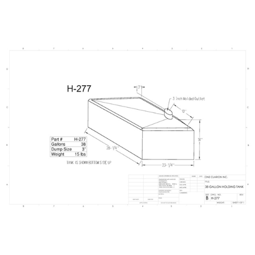 38 Gallon Custom Roto-Mold RV Holding Tank (MPN: H-277 [OR] )