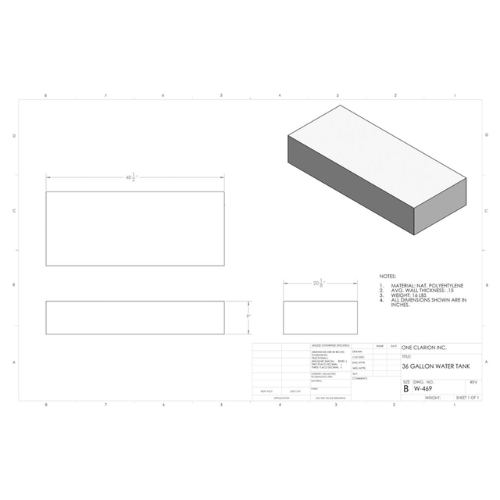 36 Gallon Custom Roto-Mold Marine Water Tank (MPN: MW-469)