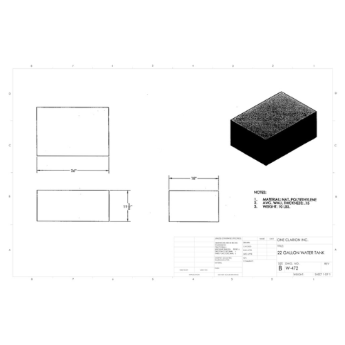 22 Gallon Custom Roto-Mold Marine Water Tank (MPN: MW-472)