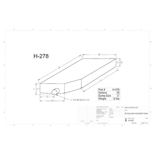 25 Gallon Custom Roto-Mold RV Holding Tank (MPN: H-278 )