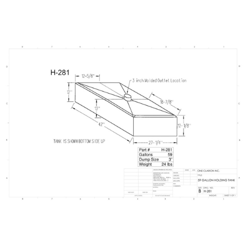 59 Gallon Custom Roto-Mold RV Holding Tank (MPN: H-281 [OR])