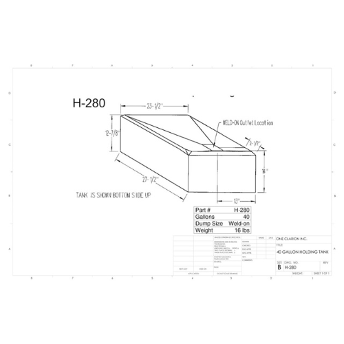 40 Gallon Custom Roto-Mold RV Holding Tank (MPN: H-280 [OR]  )