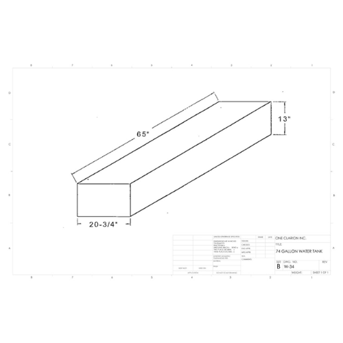 74 Gallon Custom Roto-Mold Marine Water Tank (MPN: MW-34)