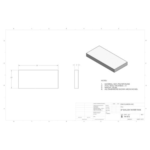 27 Gallon Custom Roto-Mold Marine Water Tank (MPN: MW-473)