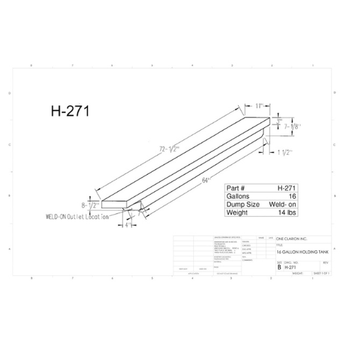 16 Gallon Custom Roto-Mold RV Holding Tank (MPN: H-271 )