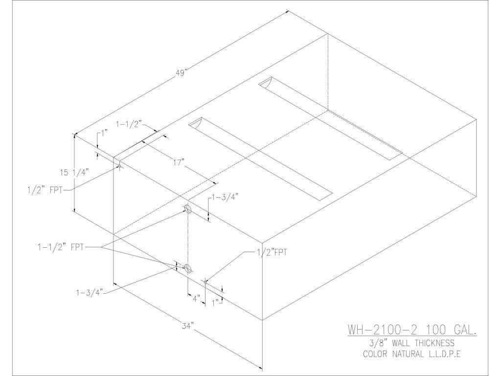 100 Gallon Water/Holding Tank - 2100-2 - JMS