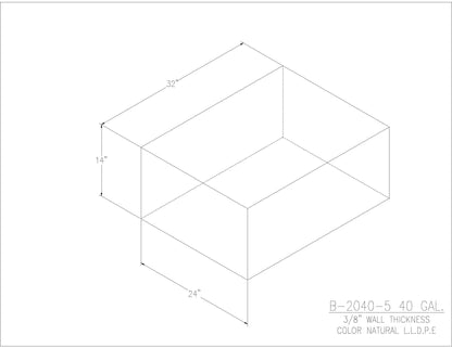 Trionic B-2040-5 40 gallon blank water/holding tank drawing, 32 x 24 x 14 in