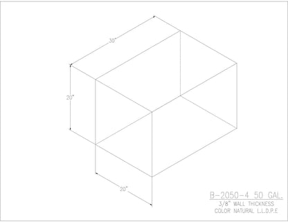 Trionic B-2050-4 50 gallon blank water/holding tank drawing, 30 x 20 x 20 in