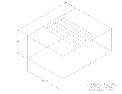 Trionic B-2100-3 100 gallon blank water/holding tank drawing, 44 x 32.5 x 18 in