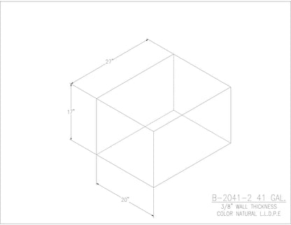 Trionic B-2041-2 41 gallon blank water/holding tank drawing, 27 x 20 x 17 in