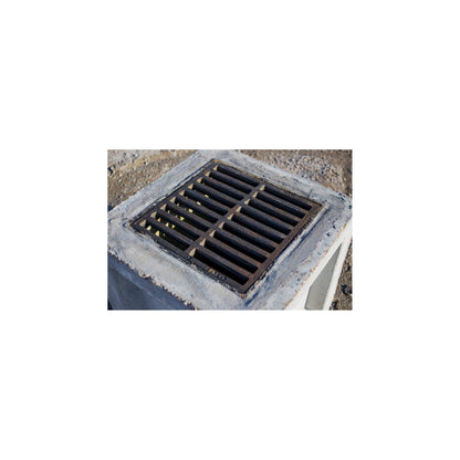 Cast iron frame and grate on a Texas Precast concrete catch basin