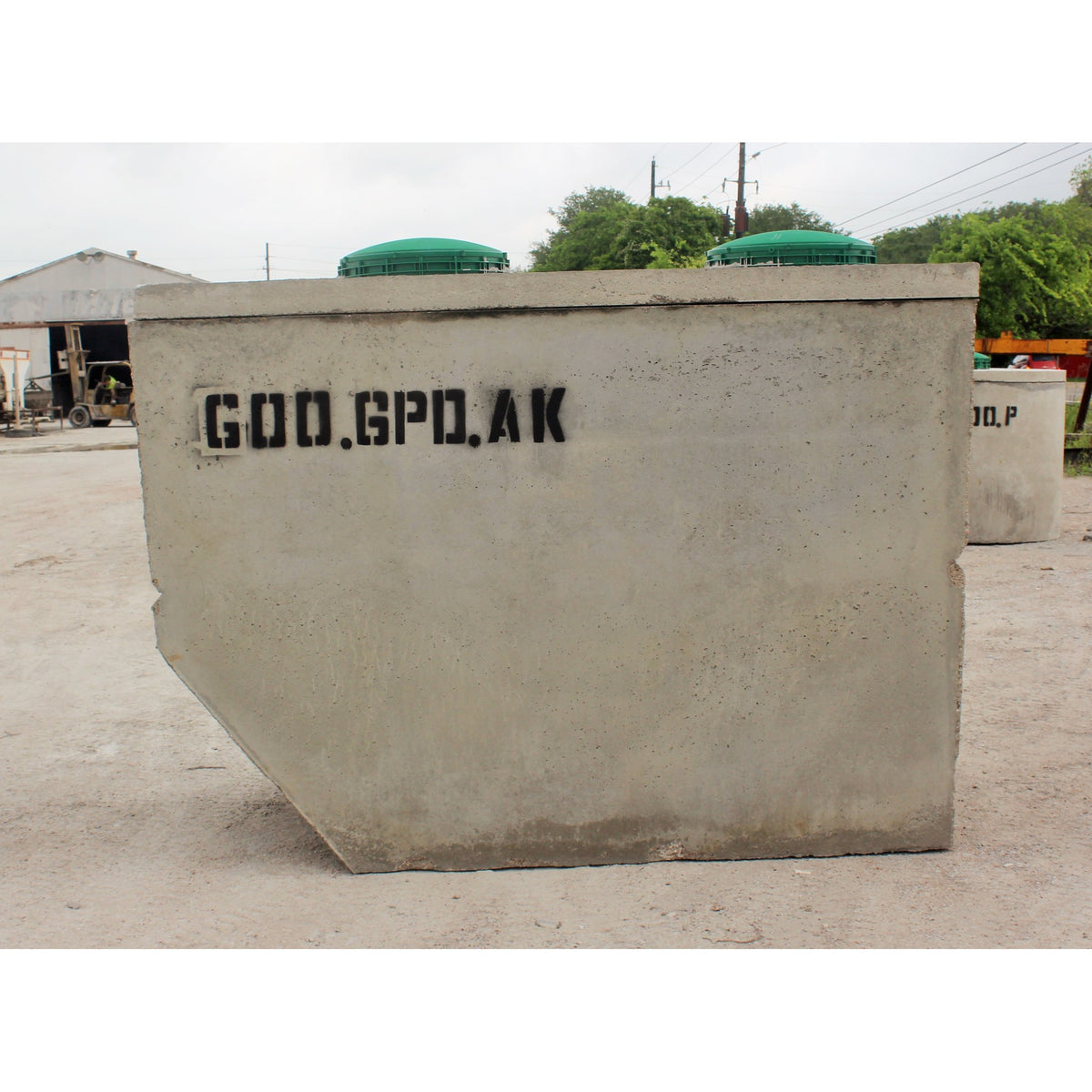 Texas Precast rectangular precast concrete tank at the Santa Fe, Texas plant - representative photo