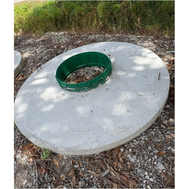 Texas Precast round concrete tank lid with green riser ring