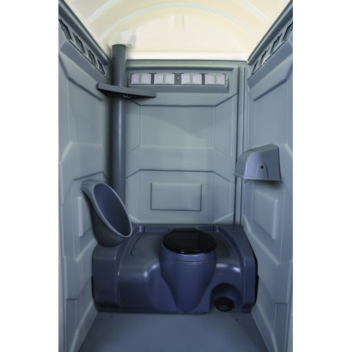 45 Gallon PolyJohn PJN3 Recirculating Flush Portable Restroom - recirculating flush interior with urinal and dual toilet paper holders